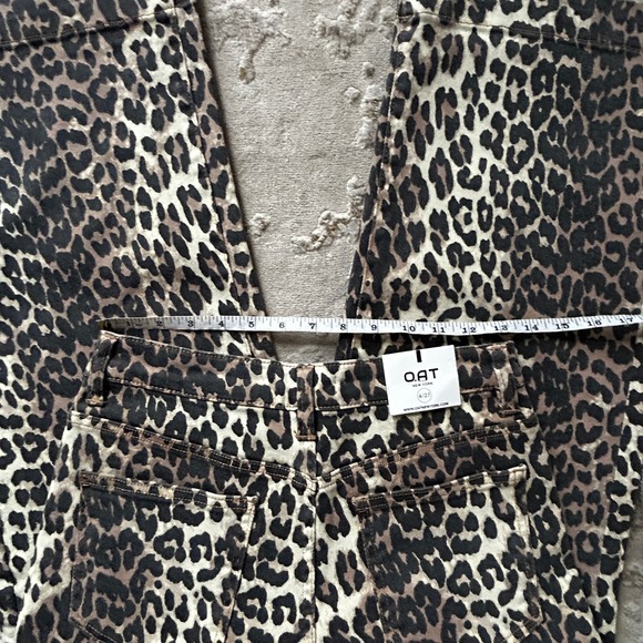 OAT New York Womens Leopard Print Cotton Blend Hi-Rise Wide Leg Jeans NWT - 4/27 - Picture 7 of 7